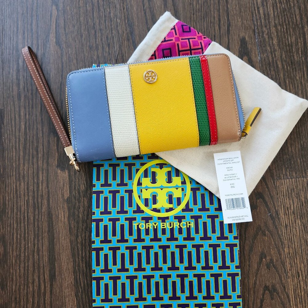 Tory Burch Robinson balloon stripe wristlet/wallet
